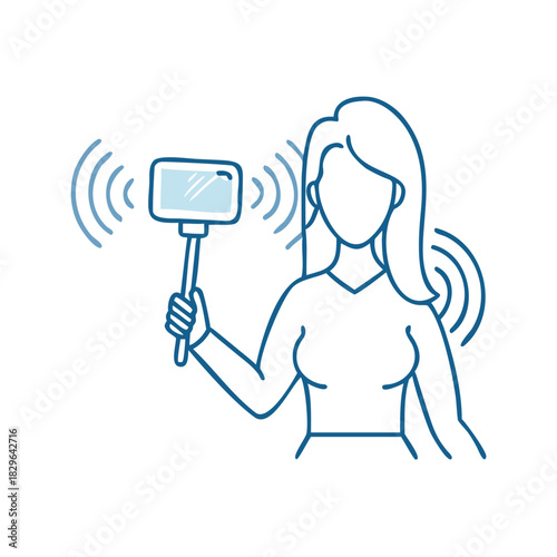 Young woman vlogging or taking a selfie with a smartphone, essential image for influencers and social media content creation.