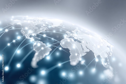 Global Network: Interconnected illuminated lines create a stunning representation of a digital world, overlaid on a map of the Earth.