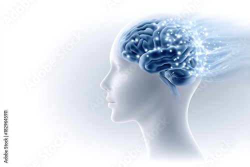 Brain Power: A striking illustration of a human head in profile, revealing a glowing brain showcasing the immense power of thought and cognition.