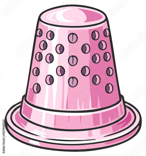Pink Sewing Thimble with Polka Dots for Crafting and DIY Projects