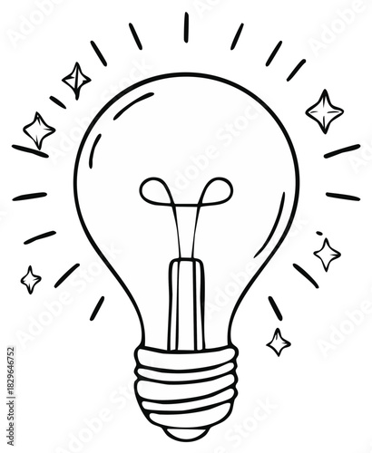 Doodle style light bulb illustration concept creative idea line art design graphic drawing