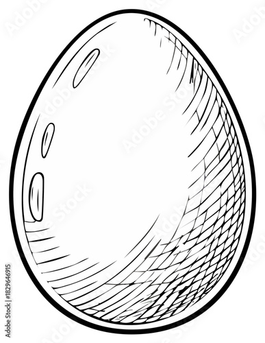 Hand Drawn Outline Sketch of a Single Egg Simple Minimalist Food Ingredient Illustration