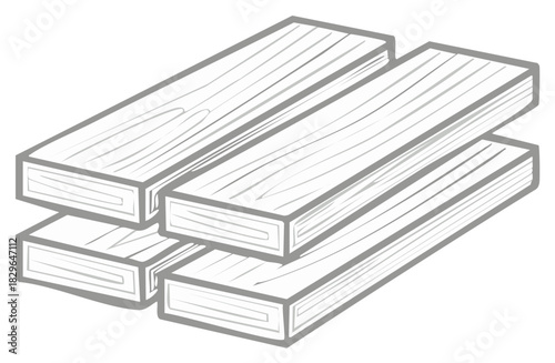 Vector illustration of stacked wooden planks, lumber boards, or timber elements
