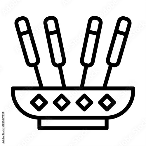 a Chinese classic incense icon with black single line style for design element or coloring book element