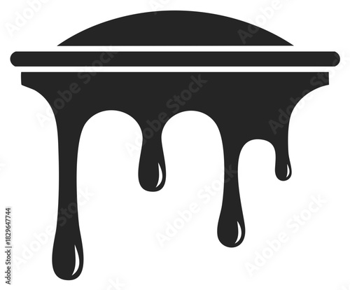 Abstract black liquid dripping from container silhouette graphic