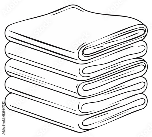 Simple line art illustration of a stack of neatly folded towels or clothes for household chores