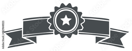 Decorative Star Medal with Ribbon, Emblem for Recognition and Award Design
