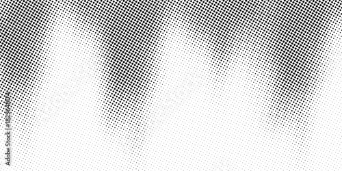 Grunge halftone gradient texture. Vanish weathered grit noise background. Fading gritty sand wallpaper. Retro pixelated backdrop. Vector textured template surface. Anime or manga style comic overlay