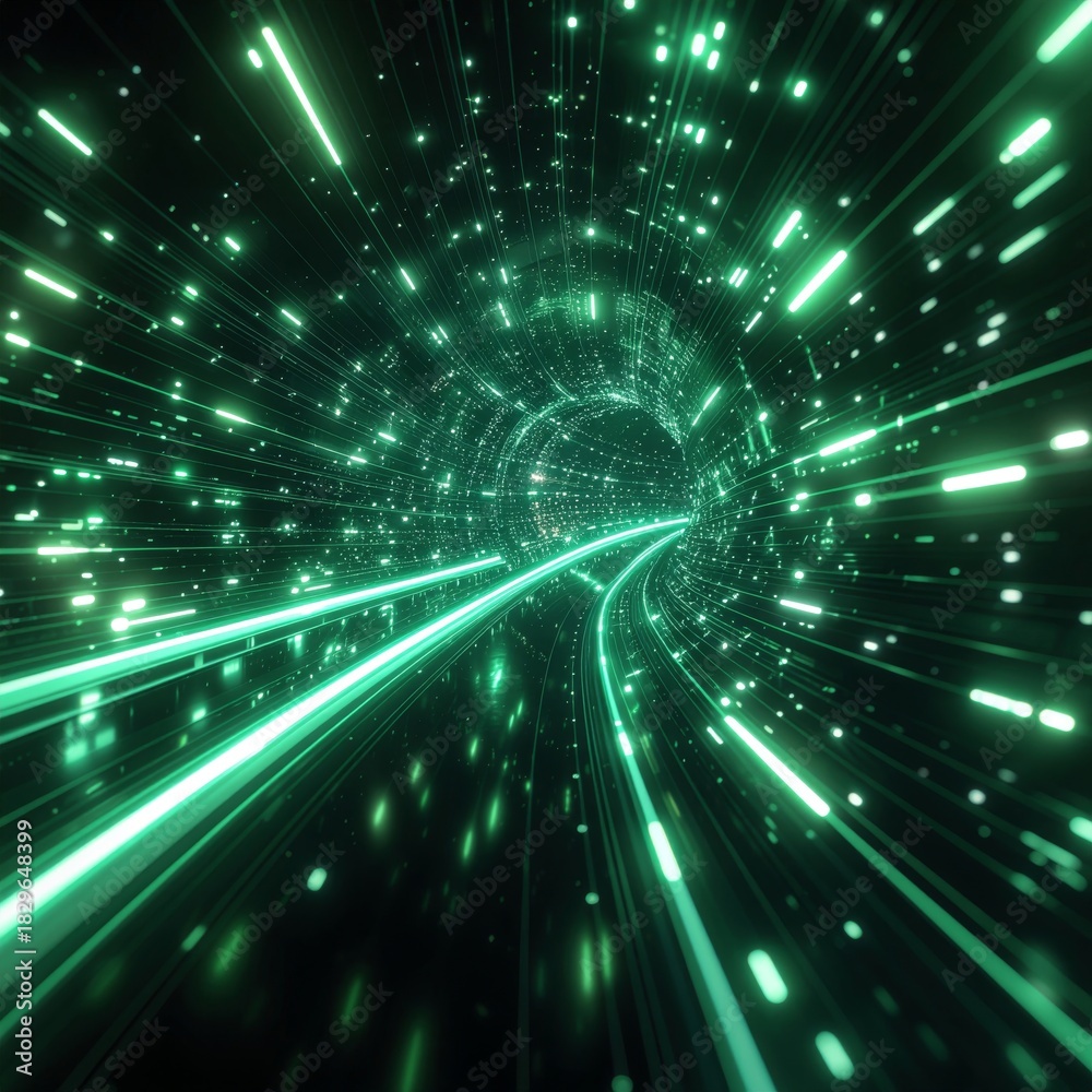 Naklejka premium Abstract Digital Data Tunnel (Information Flow)
