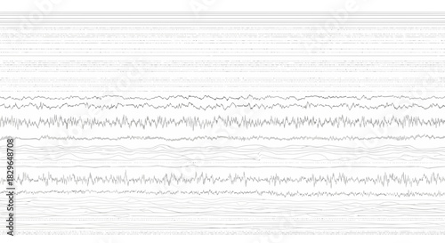 Abstract black and white line art pattern with intricate horizontal lines and dots creating a textured design