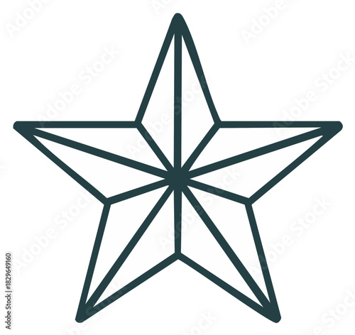 Geometric Starburst Outline Isolated on White Background