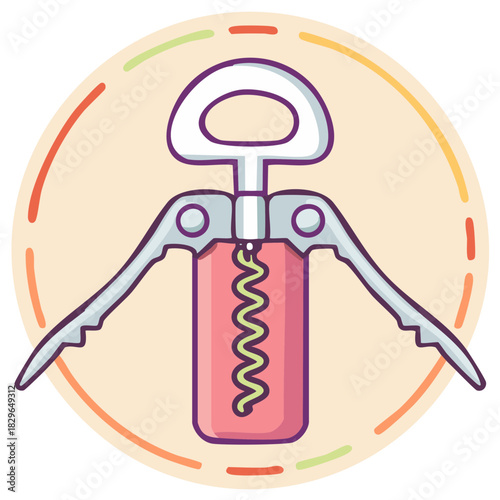 Cartoon Corkscrew With Spiral Worm and Wings