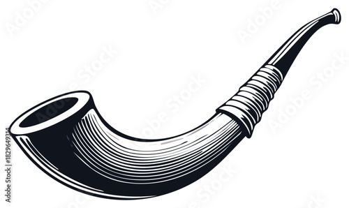 Classic Tobacco Smoking Pipe Engraving Style Vintage Gentleman Accessory Detailed Illustration