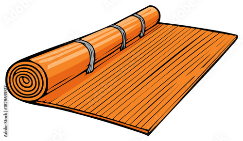 Orange Camping Mat Rolled Up Portable Outdoor Sleeping Pad Illustration