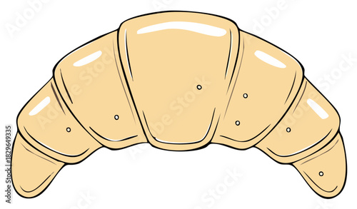 Simple cartoon illustration of a fresh buttery French croissant pastry