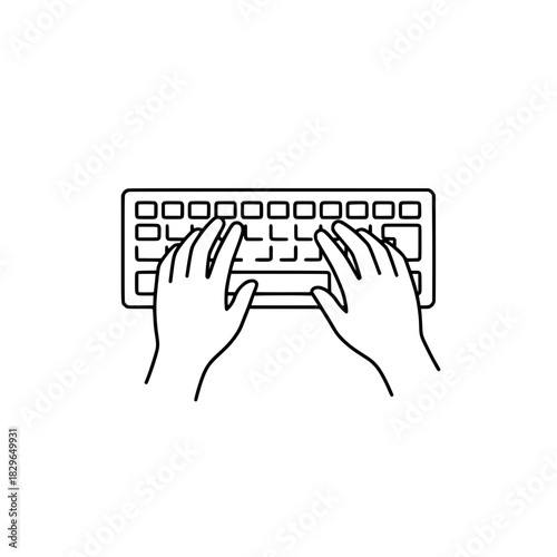 Hands Typing on Computer Keyboard Icon - Work or Technology