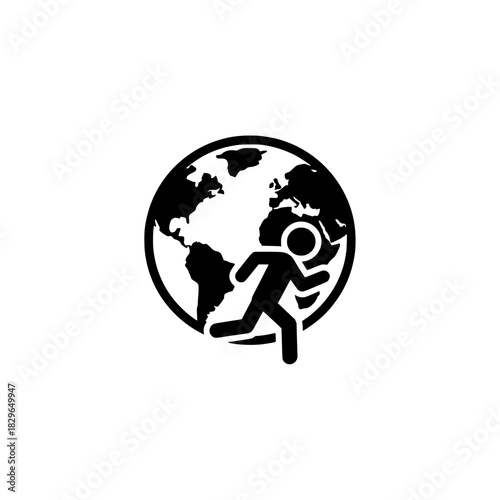 Global Running or Worldwide Delivery Icon - Fast Pace World