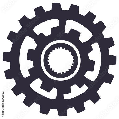 Stylish gear vector illustration, cogwheel symbol, machinery element design, engineering equipment, mechanic part icon