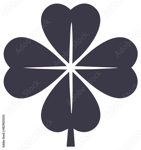 Dark purple four leaf clover symbol for luck and fortune flat design