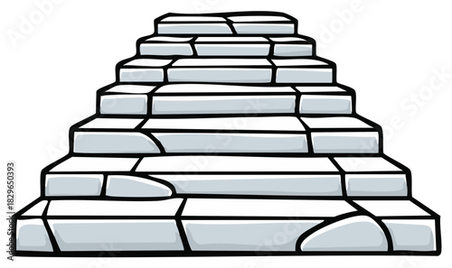 Cartoon drawing of an ancient stone pyramid or temple steps.