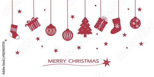 クリスマスバナー　オーナメントのイラスト　背景