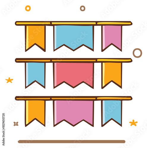 Colorful hanging flags festive banner illustration