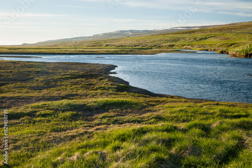 river in iceland in the evening