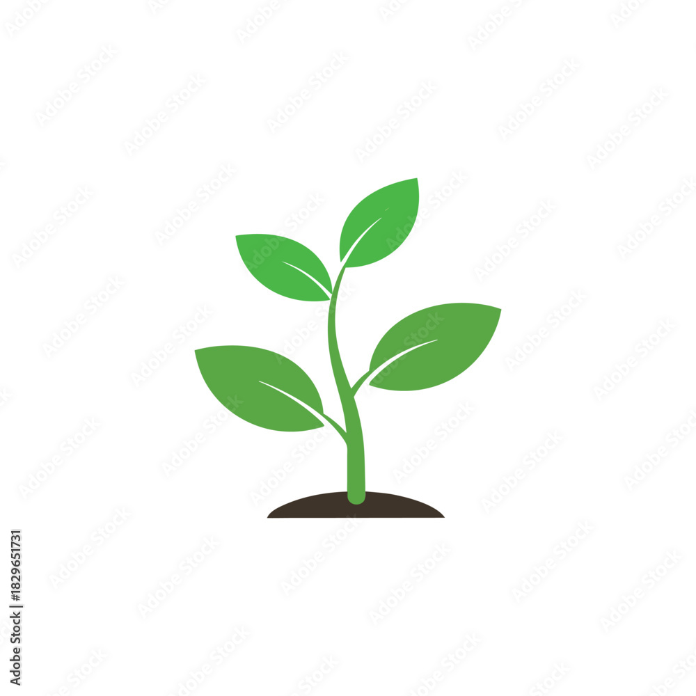 Obraz premium Green Plant silhouette vector icon