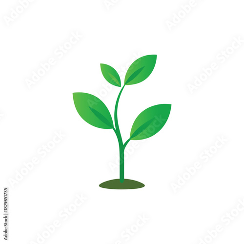 Plant sprout with leaves silhouette vector icon