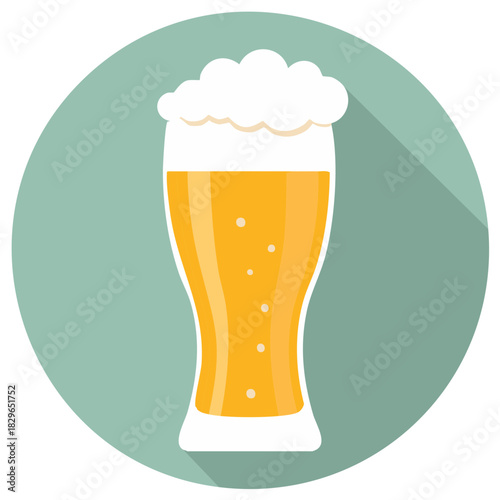 Flat vector illustration of a pint of beer with foam.