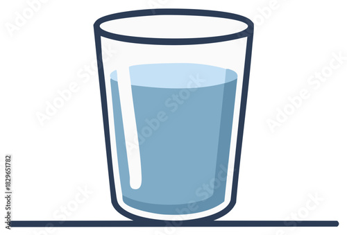 Glass with Fresh Water Illustration, Simple Drink Concept for Refreshment and Hydration, Thirst Quencher Isolated