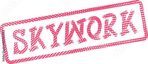 Professional Skywork Wordmark Halftone Stamp Design with a Textured Pink Ink Effect