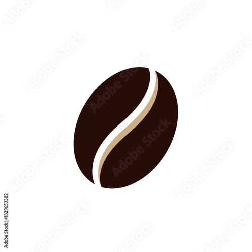 Stylized coffee bean illustration with a beige stripe on a white background.