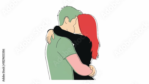 A tender, loving embrace between a couple sharing an intimate and passionate kiss, symbolizing deep affection and connection