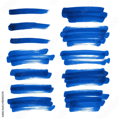 Blue brush strokes and splashes in various directions on