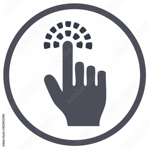 Icon showing finger touching digital interface in a circular frame.