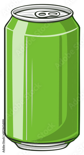 Green Beverage Can Aluminum Container Metallic Drink Packaging Illustration