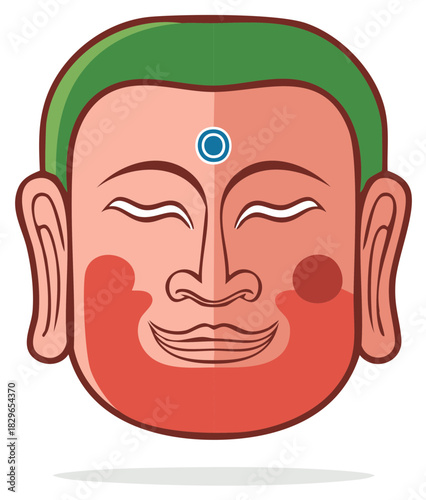 Serene Spiritual Head Vector Illustration with Closed Eyes and Third Eye Symbol
