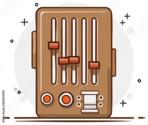 Vintage audio mixer with sliders and knobs for sound control