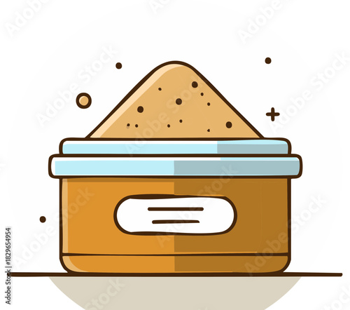 Cartoon jar filled with granular sand or powder against a white background