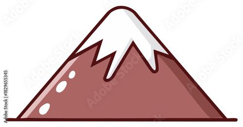 Stylized conical mountain with snow cap and shaded slopes