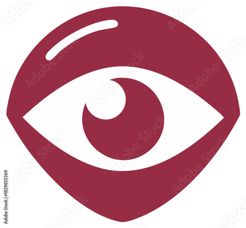 Minimalist Maroon Eye Icon Vision Sight Surveillance Security Symbol Ophthalmology Optometry Logo Design Looking Illustration