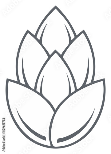 Minimalist hop cone symbol a natural organic plant icon for brewing or floral design elements