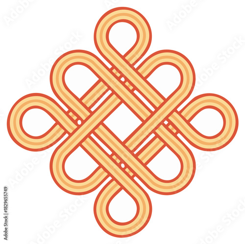 Traditional Buddhist Endless Knot Symbol Vector Illustration Icon Design