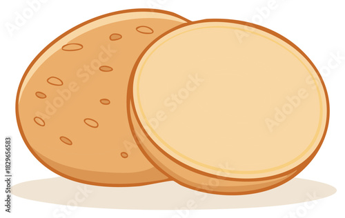 Simple vector illustration of a whole raw potato and a cut half potato
