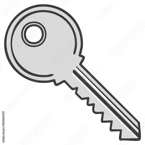 Key Vector Illustration, Outline Style, Minimalist Graphic Element, Security and Access, Door Lock
