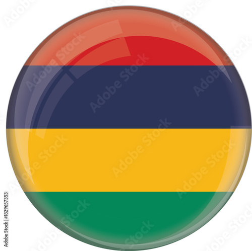 Button Flag of Mauritius– Circular Glossy Style