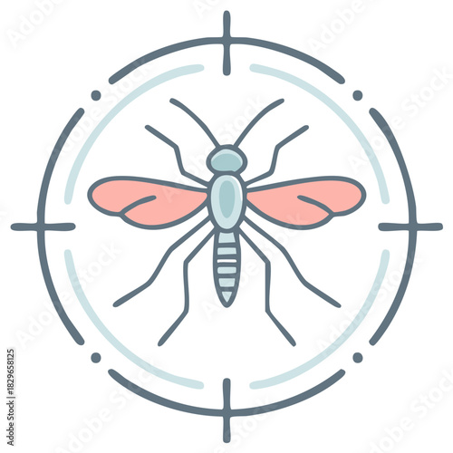 Stop Mosquito Insect Target Symbol, Vector Illustration