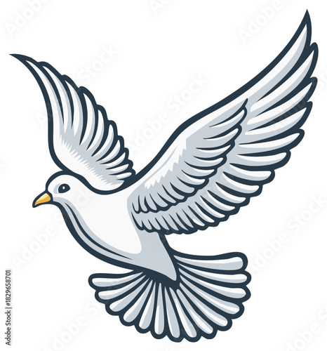 White Dove Flying Symbol of Peace and Hope Vector Illustration