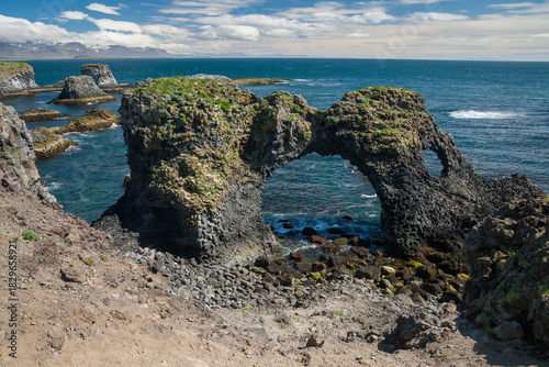 Basalt formations at the coastline between Arnarstapi and Hellnar in Iceland